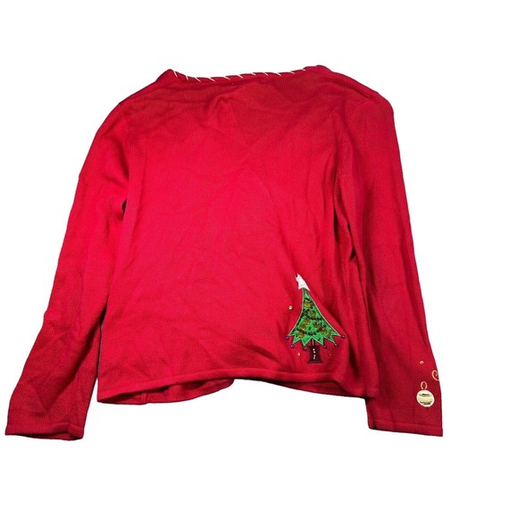 Women‎ Christmas Sweater Red Christmas Trees XL Tiara International vintage ugly - Picture 2 of 11